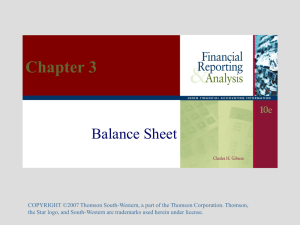 Chapter 3 Balance Sheet