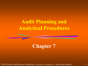 Audit Planning and Analytical Procedures Chapter 7 7 - 1