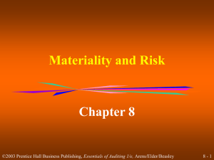 Materiality and Risk Chapter 8 8 - 1 Essentials of Auditing 1/e,