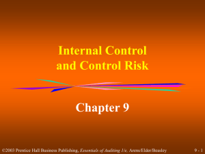 Internal Control and Control Risk Chapter 9 9 - 1