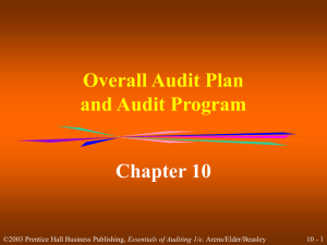 Overall Audit Plan and Audit Program Chapter 10 10 - 1