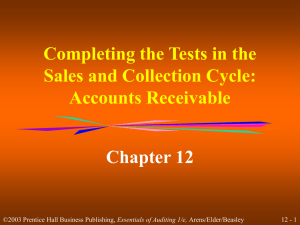 Completing the Tests in the Sales and Collection Cycle: Accounts Receivable Chapter 12