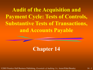 Audit of the Acquisition and Payment Cycle: Tests of Controls,