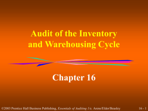Audit of the Inventory and Warehousing Cycle Chapter 16 16 - 1