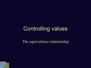 Controlling values The equivalence relationship