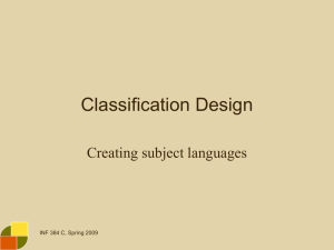 Classification Design Creating subject languages INF 384 C, Spring 2009