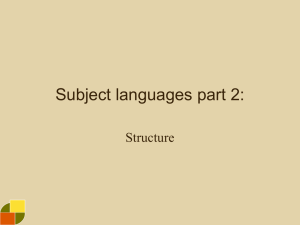 Lecture: Subject language structure