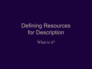 Lecture: Resources for Description