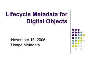 Lifecycle Metadata for Digital Objects November 13, 2006 Usage Metadata