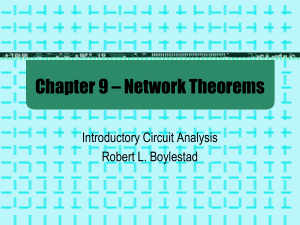 Chapter 9 – Network Theorems Introductory Circuit Analysis Robert L. Boylestad