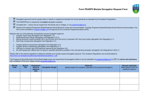 Form PDARF9: Module Derogation Request