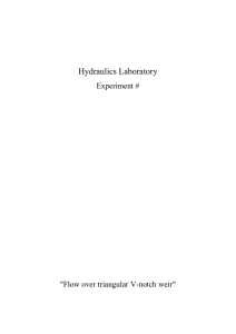 Hydraulics Laboratory Experiment # &#34;Flow over triangular V-notch weir&#34;