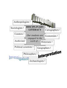DISCIPLINARY LITERACY Anthropologists ! Sociologists !