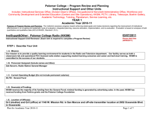 – Program Review and Planning Palomar College Instructional Support and Other Units