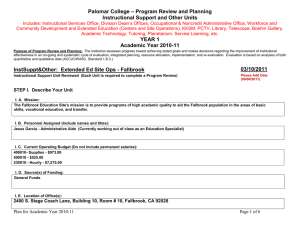 – Program Review and Planning Palomar College Instructional Support and Other Units