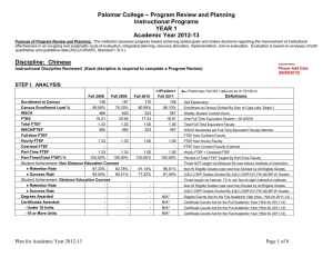 – Program Review and Planning Palomar College Instructional Programs YEAR 1