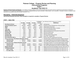 – Program Review and Planning Palomar College Instructional Programs YEAR 1