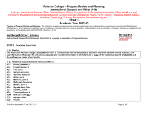 – Program Review and Planning Palomar College Instructional Support and Other Units