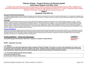 – Program Review and Planning Update Palomar College