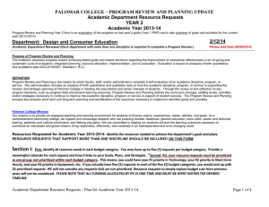 PALOMAR COLLEGE – PROGRAM REVIEW AND PLANNING UPDATE YEAR 2