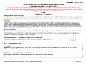 CORRECTED 021914 – Program Review and Planning Update Palomar College