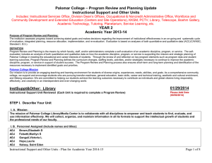 – Program Review and Planning Update Palomar College