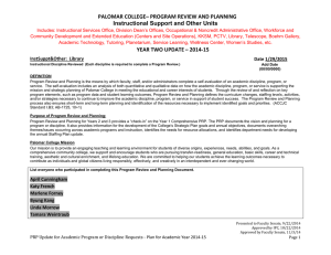 PALOMAR COLLEGE– PROGRAM REVIEW AND PLANNING Instructional Support and Other Units