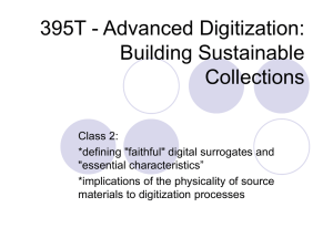 395T - Advanced Digitization: Building Sustainable Collections