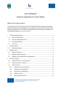 UCD TOPMed10 Fellowship Programme: Guide for Applicants for Call 2 (2016) (opens in a new window)