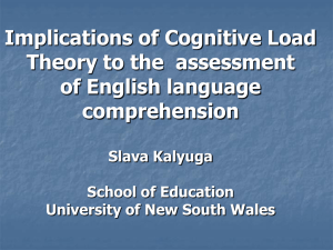 Implications of Cognitive Load Theory for the assessment of English Language comprehension (Dr. Slava Kalyuga)
