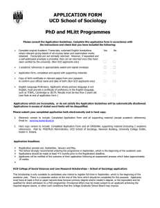 APPLICATION FORM UCD School of Sociology  PhD and MLitt Programmes