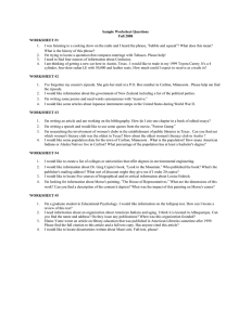 Sample Worksheet Questions Fall 2008 WORKSHEET #1 1.