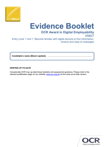 Evidence Booklet OCR Award in Digital Employability 05807