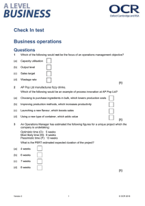 A Level Business - Business operations - Check in test (DOCX, 450KB)