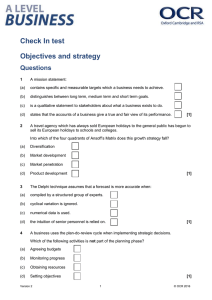 A Level Business - Objectives and strategy - Check in test (DOC, 398KB) 29/02/2016