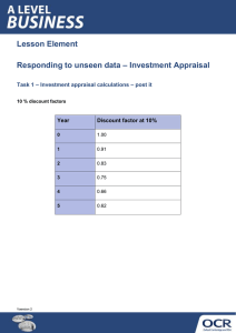 Responding to unseen data - Investment appraisal - Activity - Lesson element (DOCX, 174KB) Updated 29/02/2016