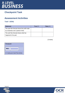 Cash flow - Checkpoint task - Assessment task (DOCX, 280KB) Updated 29/02/2016