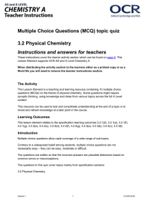 Physical chemistry - MCQ topic quiz - Lesson element (DOC, 329KB) Updated 29/03/2016