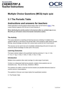 The periodic table - MCQ topic quiz - Lesson element (DOC, 279KB) Updated 29/03/2016