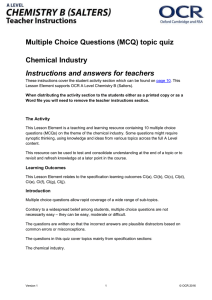 Chemical industry - MCQ topic quiz - Lesson element (DOC, 468KB) Updated 29/03/2016
