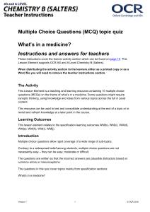 What's in a medicine? - MCQ topic quiz - Lesson element (DOC, 404KB) Updated 29/03/2016