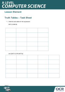 Binary truth tables - Checkpoint task (DOCX, 149KB)