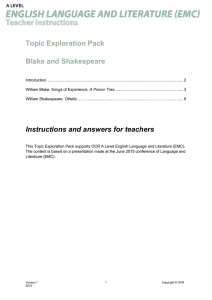 Blake and Shakespeare - Topic exploration - Teacher pack (DOC, 104KB)