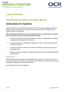 The Bloody Chamber and Other Stories - Teacher's instructions and student activity - Lesson element (DOC, 354KB) 02/03/2016