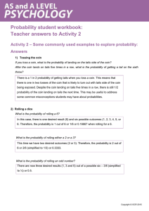 Inferential statistics - Probability student workbook - Answers to activity 2 (DOC, 116KB)