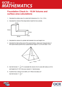 Foundation Topic Check In 10.04 - Volume and surface area calculations (DOCX, 688KB) New 03/05/2016