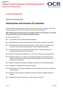 Natural selection - Lesson element (DOC, 1MB) New 03/05/2016