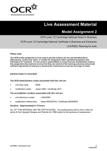 Unit R062 - Planning for work - Model assignment 2 (DOC, 312KB) New