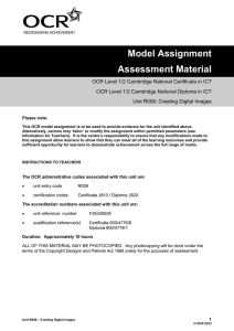 Unit R0061 - Creating digital images - Model assignment (DOC, 272KB)