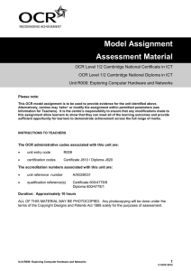 Unit R009 - Exploring computer hardware and networks - Model assignment (DOC, 272KB)